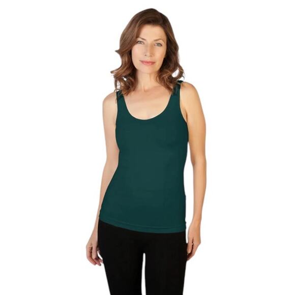 Skinnytees Set of Two Womens Stretch Compression Basic Tank Top Olive Green OS - Picture 1 of 9